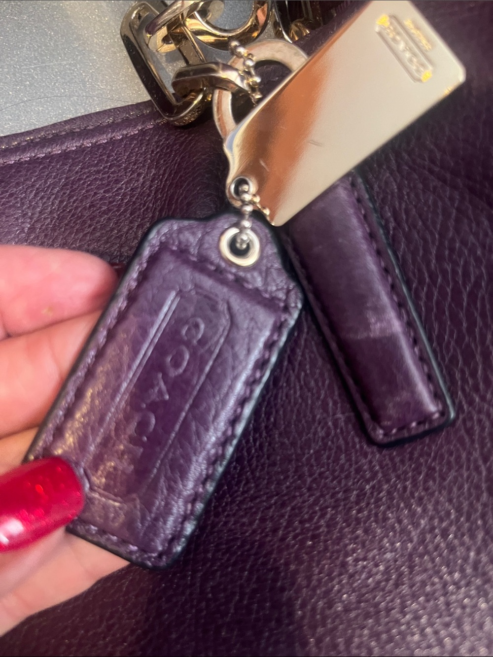 Coach Madison Leather North South Tote in Black Violet - Picture 14 of 14